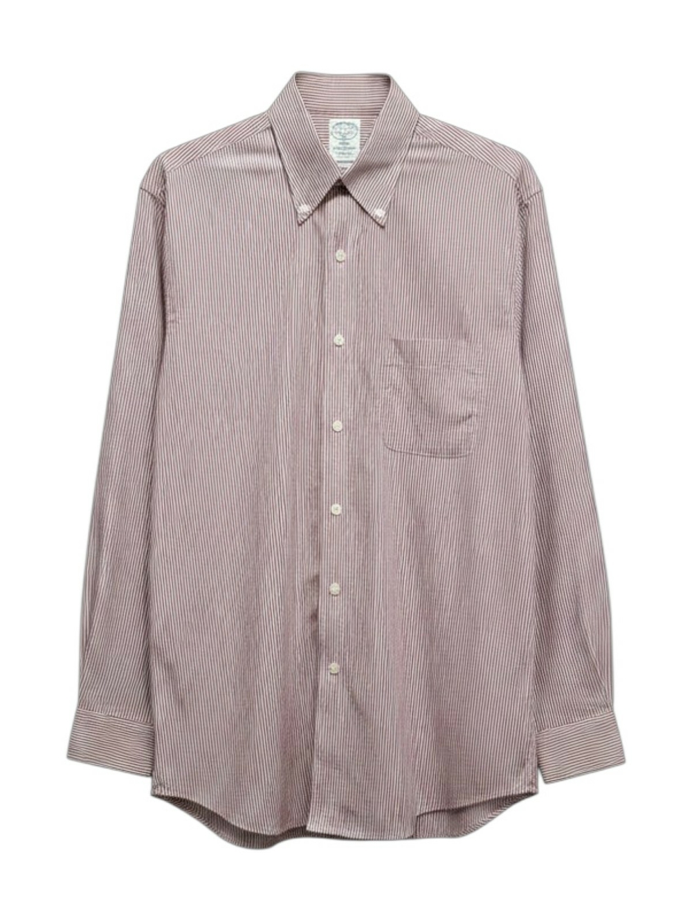 Brooks Brothers Men's Striped Button-Up Shirt - Red Beaded Stripe Size 15 2/3